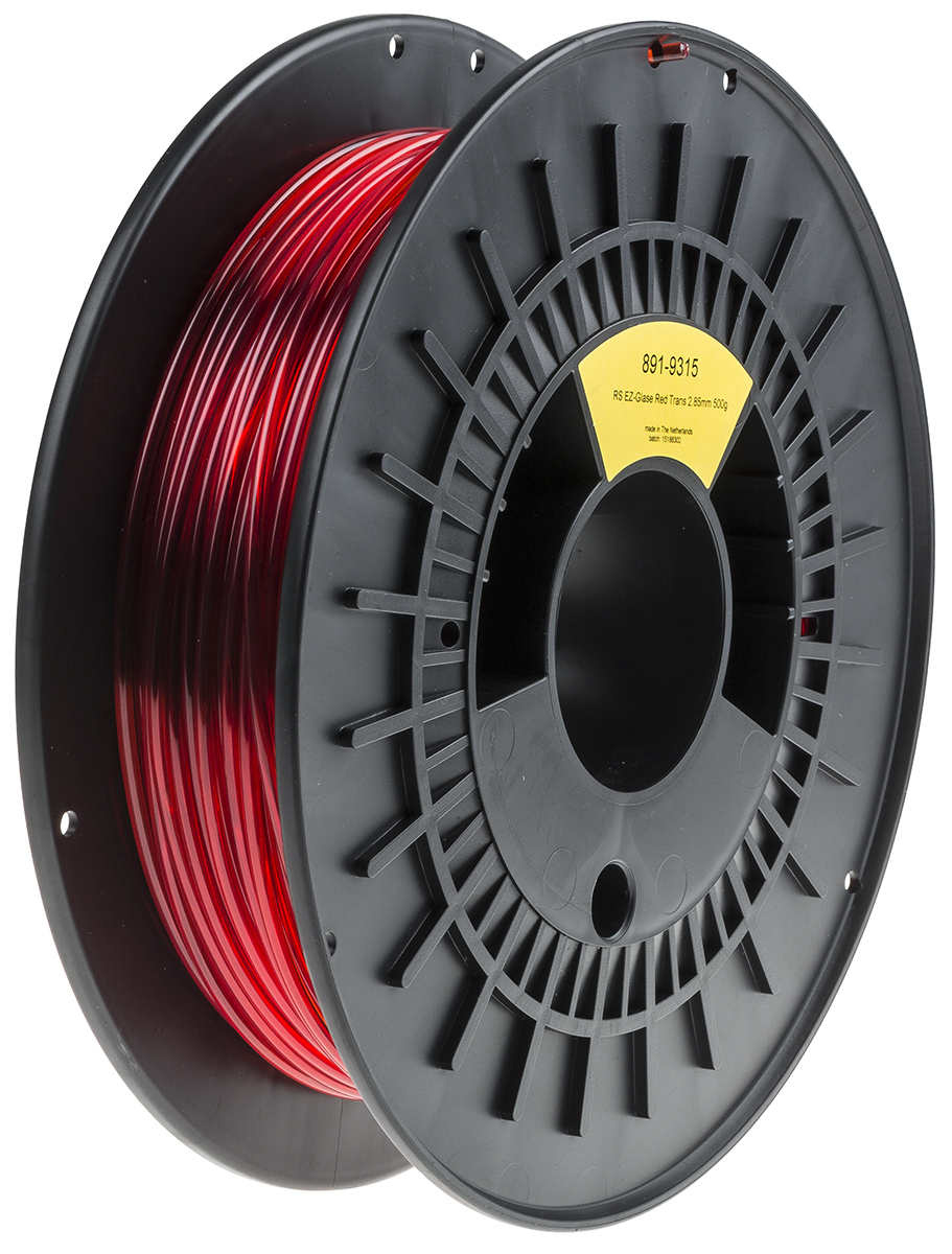 RS PRO 2.85mm Translucent Red PET-G 3D Printer Filament, 500g