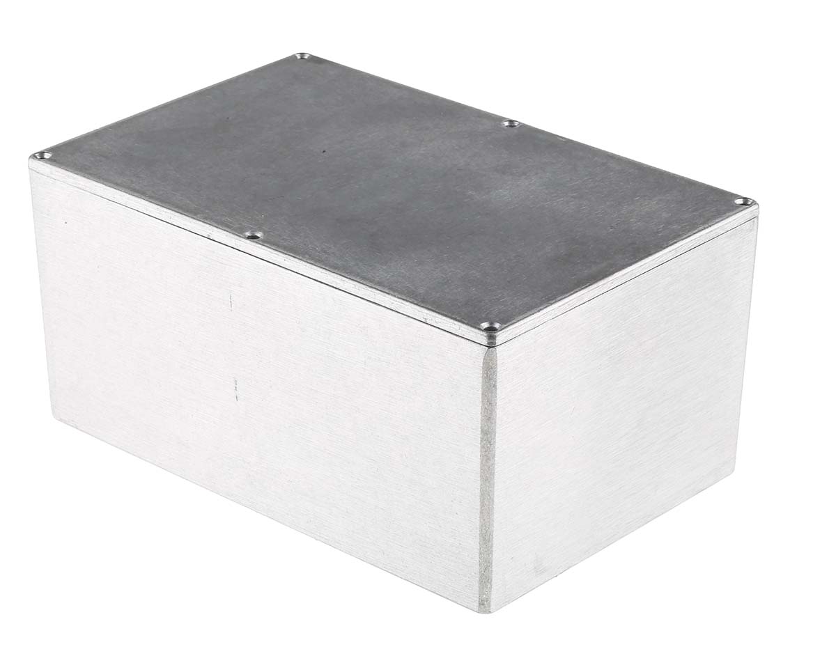 RS PRO Silver Die Cast Aluminium Enclosure, IP66 106.5 mm, 222.2 mm, 146 mm