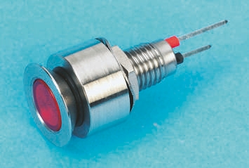 Marl 520 Series Panel Mount LED Indicator, Red Panel Mount Indicator, Solder Termination 28V dc 20 mA, IP67, 6.1 mm