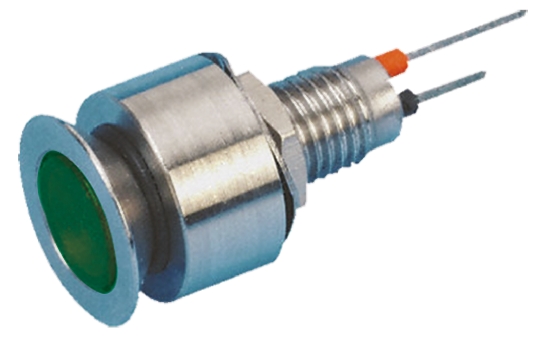 Marl 520 Series Panel Mount LED Indicator, Green Panel Mount Indicator, Solder Termination 28V dc 20 mA, IP67, 6.1 mm