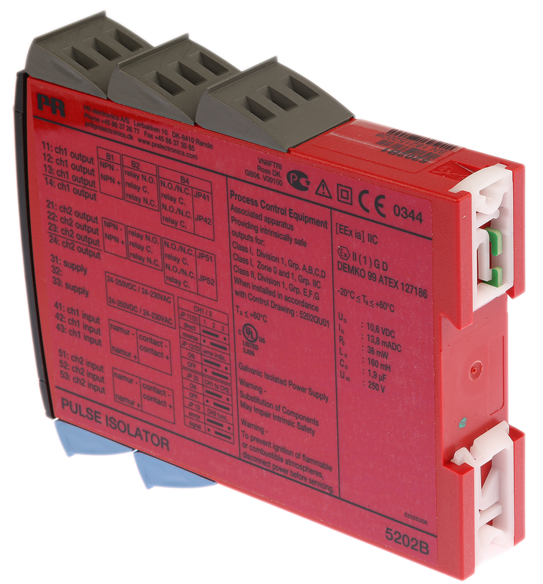 5202b1 PR Electronics 2 Channel Galvanic Barrier, Pulse, ATEX
