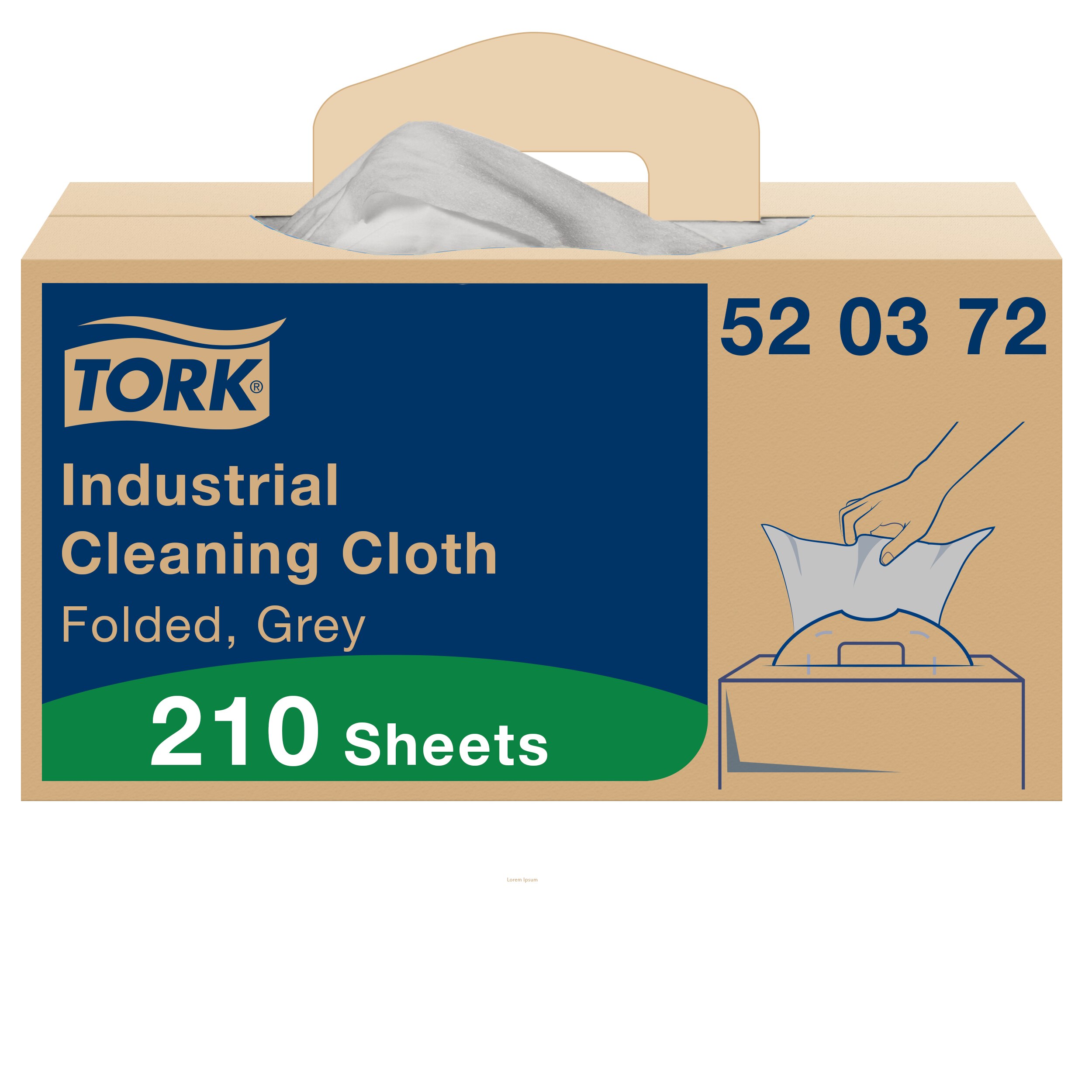 Tork Grey Non-Woven Fabric Cloths for Industrial Cleaning, Dry Use, Box of 210 Per Pack, 415 x 355 mm, Repeat Use
