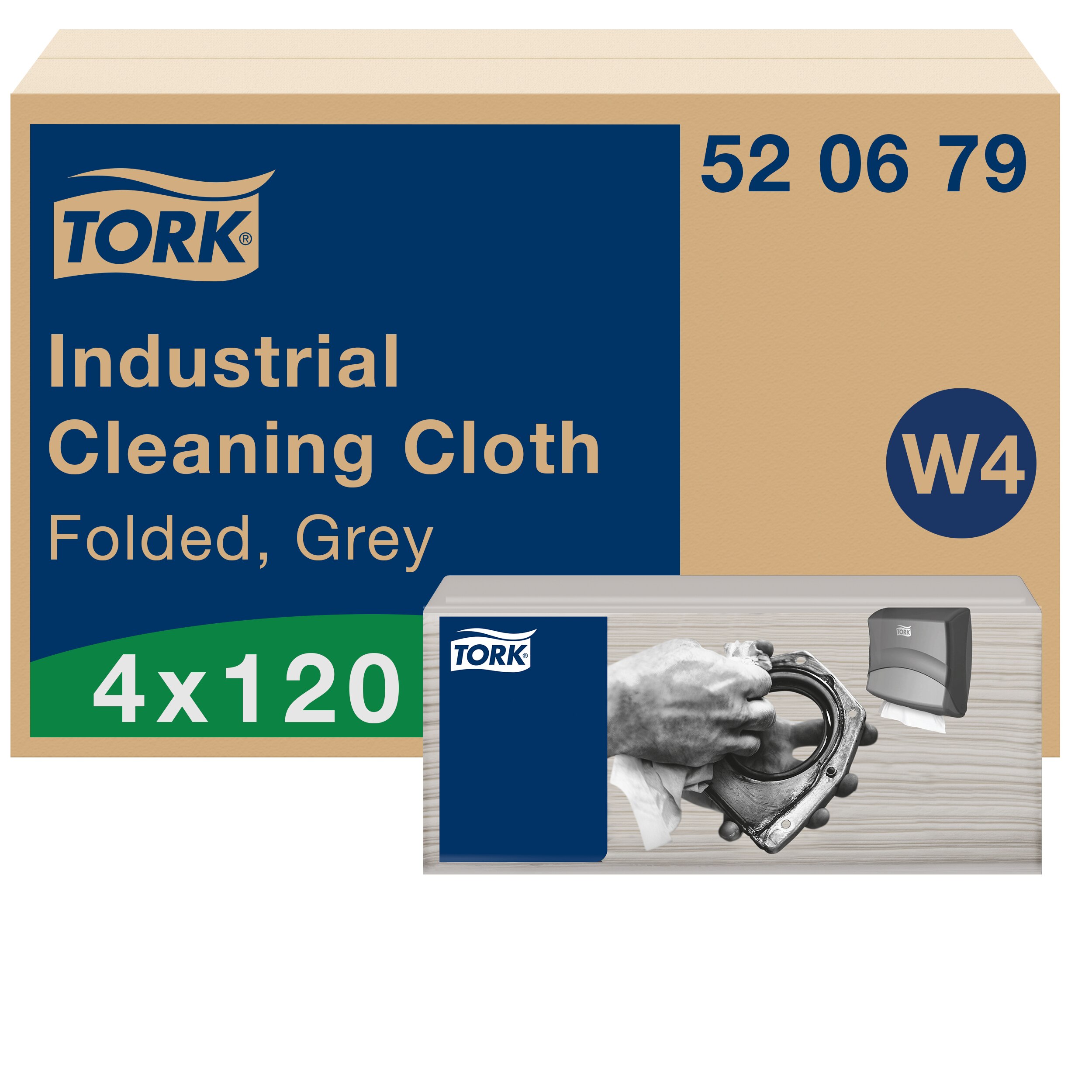 Tork Grey Non-Woven Fabric Cloths for Industrial Cleaning, Dry Use, Box of 120 Per Pack, 415 x 355 mm, Repeat Use