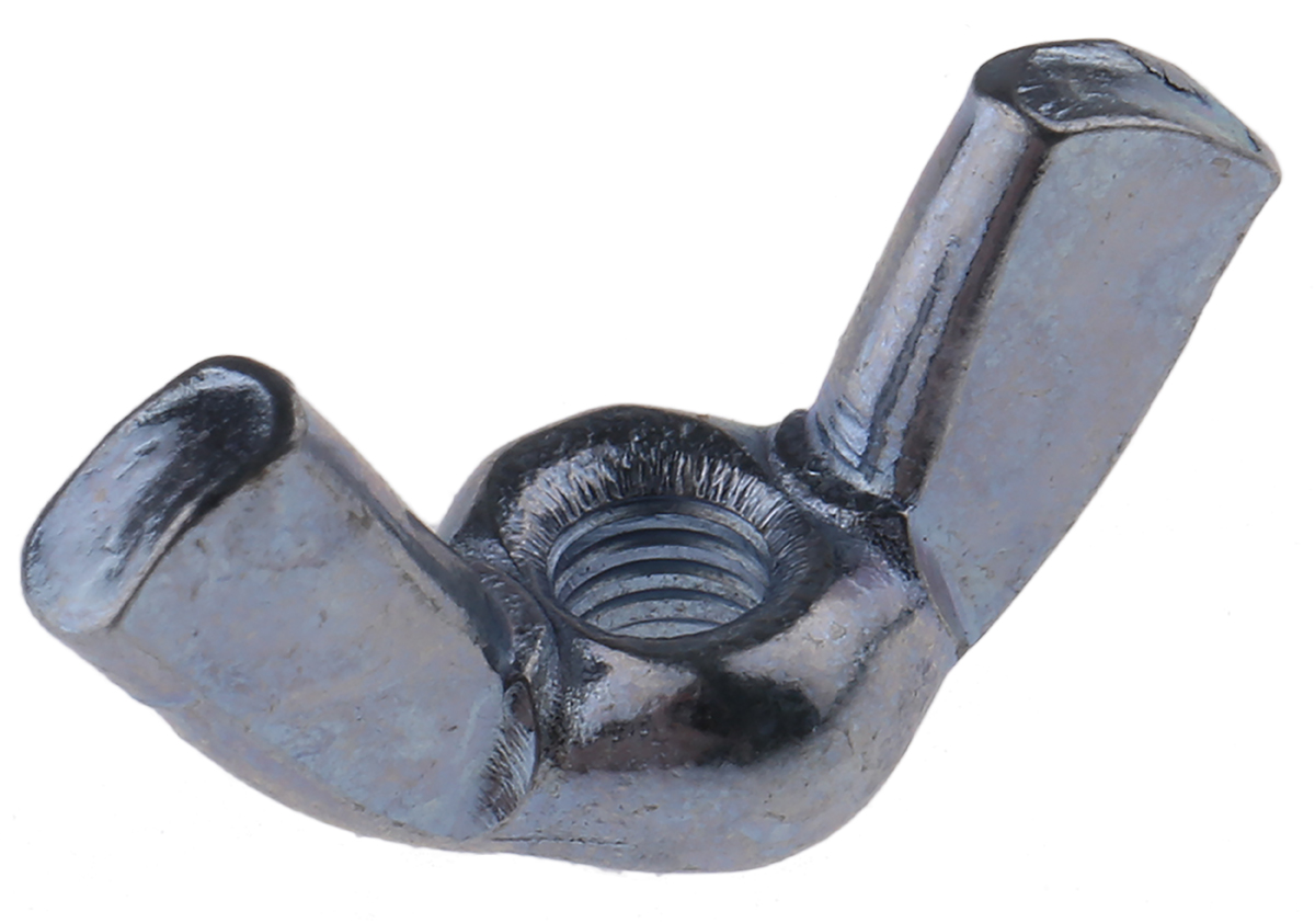 RS PRO 18 mm Bright Zinc Steel Wingnut, M3