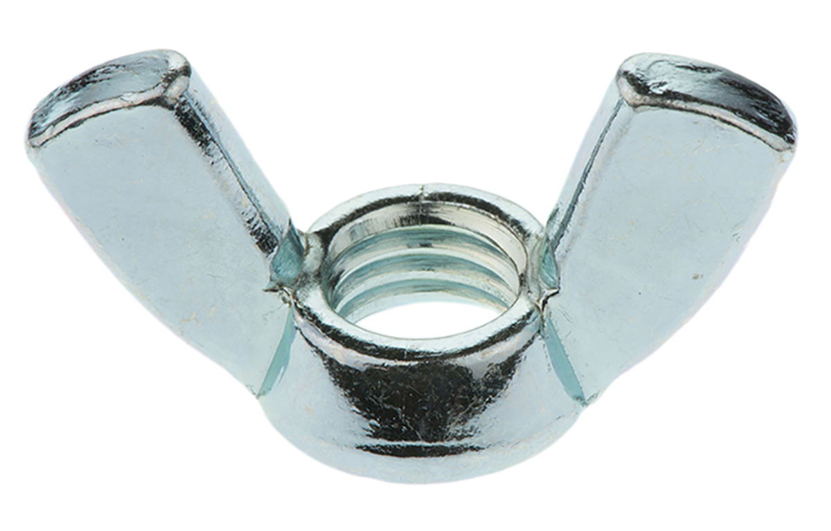 RS PRO 48 mm Bright Zinc Steel Wingnut, M10