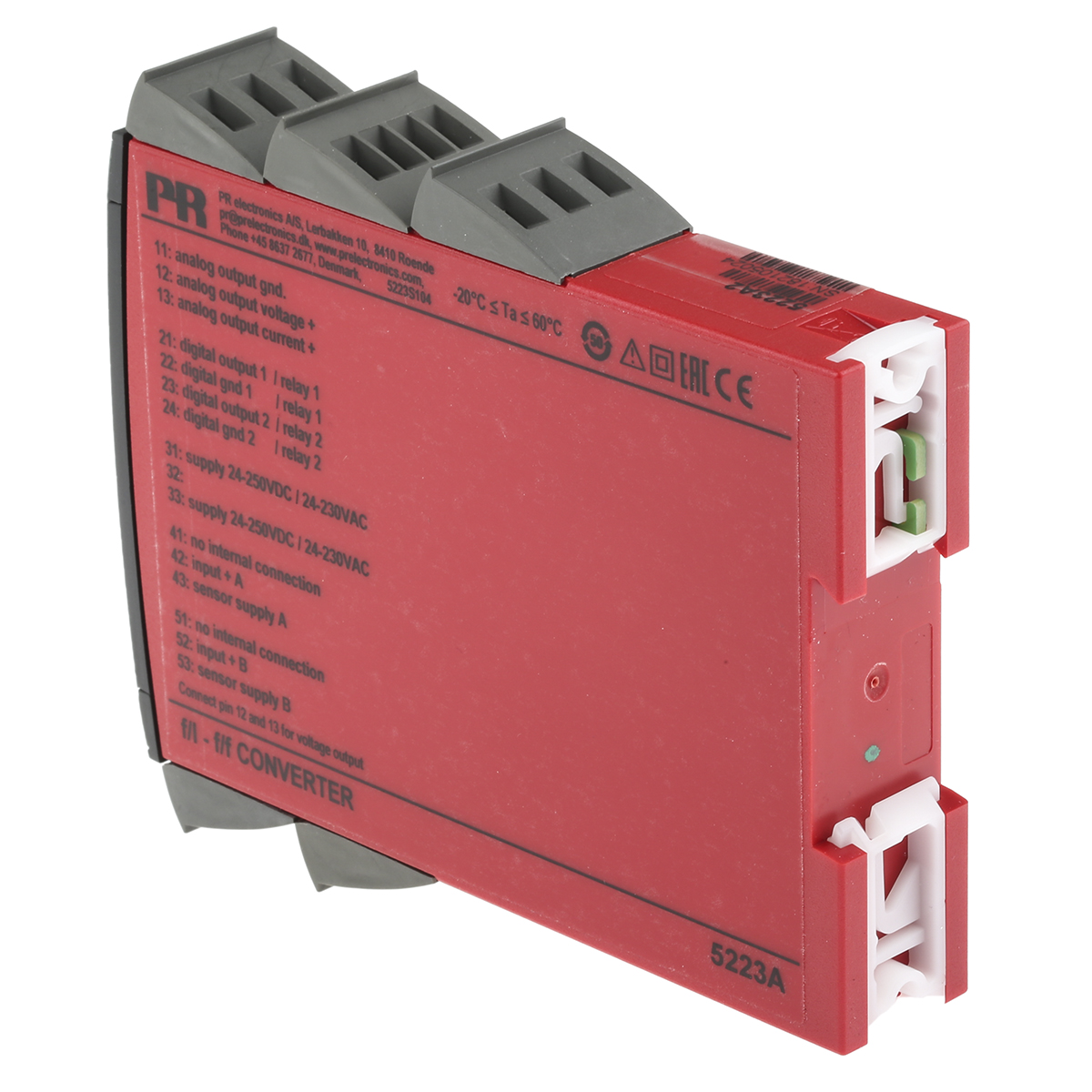 5223a2 PR Electronics 5 Series Signal Conditioner, Frequency Input, NPN, Relay, TTL, PNP Output, Zone, Zone 2, FM, DNV GL,