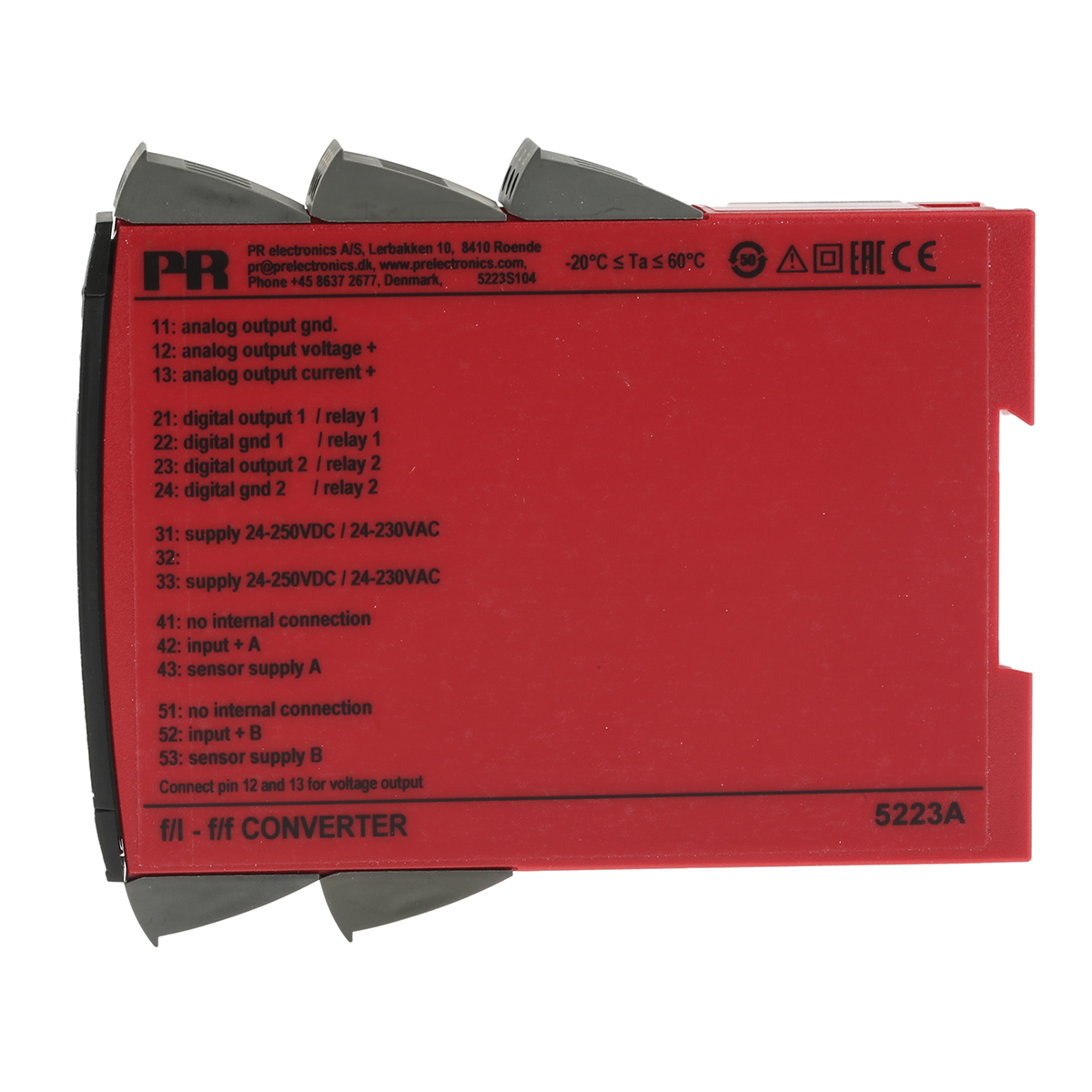 5223a2 PR Electronics 5 Series Signal Conditioner, Frequency Input, NPN, Relay, TTL, PNP Output, Zone, Zone 2, FM, DNV GL,