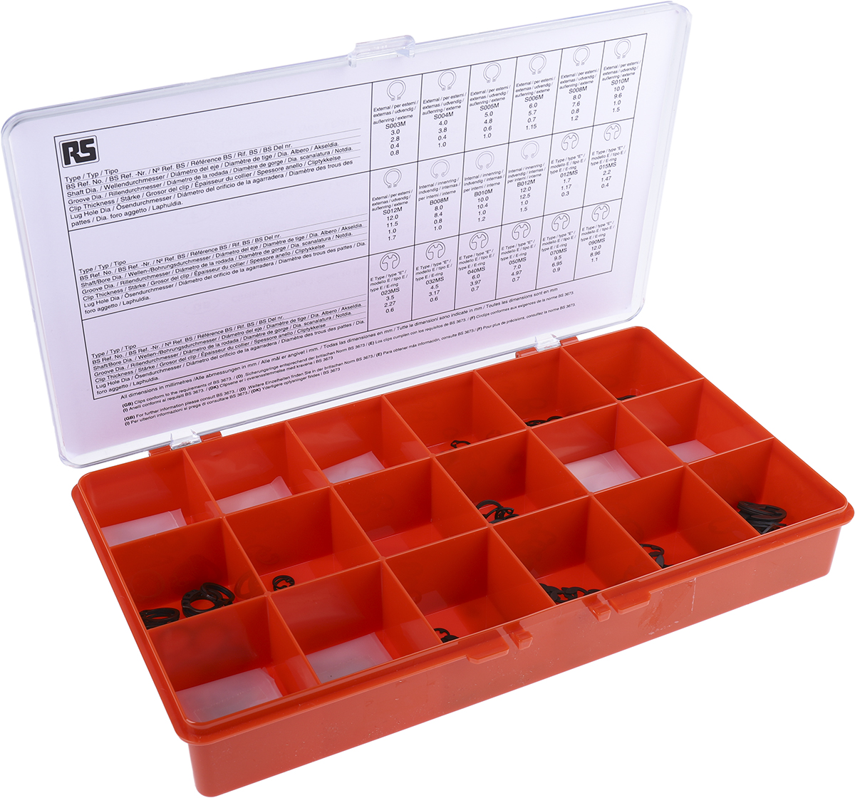RS PRO 890 piece Steel Circlip Kit 8 mm