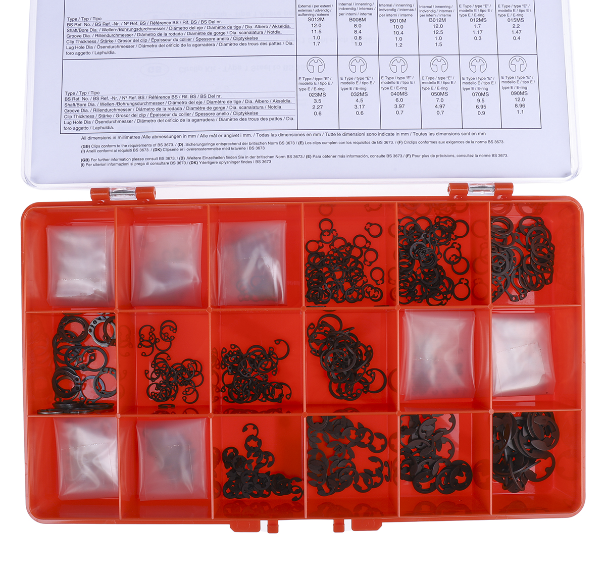 523-165 RS PRO 890 piece Steel Circlip Kit 8 mm