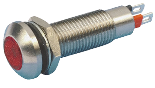 Marl 524 Series Panel Mount LED Indicator, Red Panel Mount Indicator, Solder Tab Termination 12V dc 20 mA, IP67, 8.1 mm