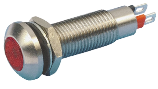 Marl 524 Series Panel Mount LED Indicator, Red Panel Mount Indicator, Solder Tab Termination 28V dc 20 mA, IP67, 8.1 mm