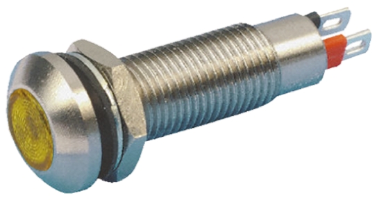Marl 524 Series Panel Mount LED Indicator, Yellow Panel Mount Indicator, Solder Tab Termination 12V dc 20 mA, IP67, 8.1