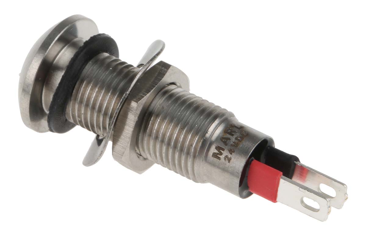 524-532-23 Marl 524 Series Panel Mount LED Indicator, Green Panel Mount Indicator, Solder Tab Termination 28V dc 20 mA, IP67, 8.1