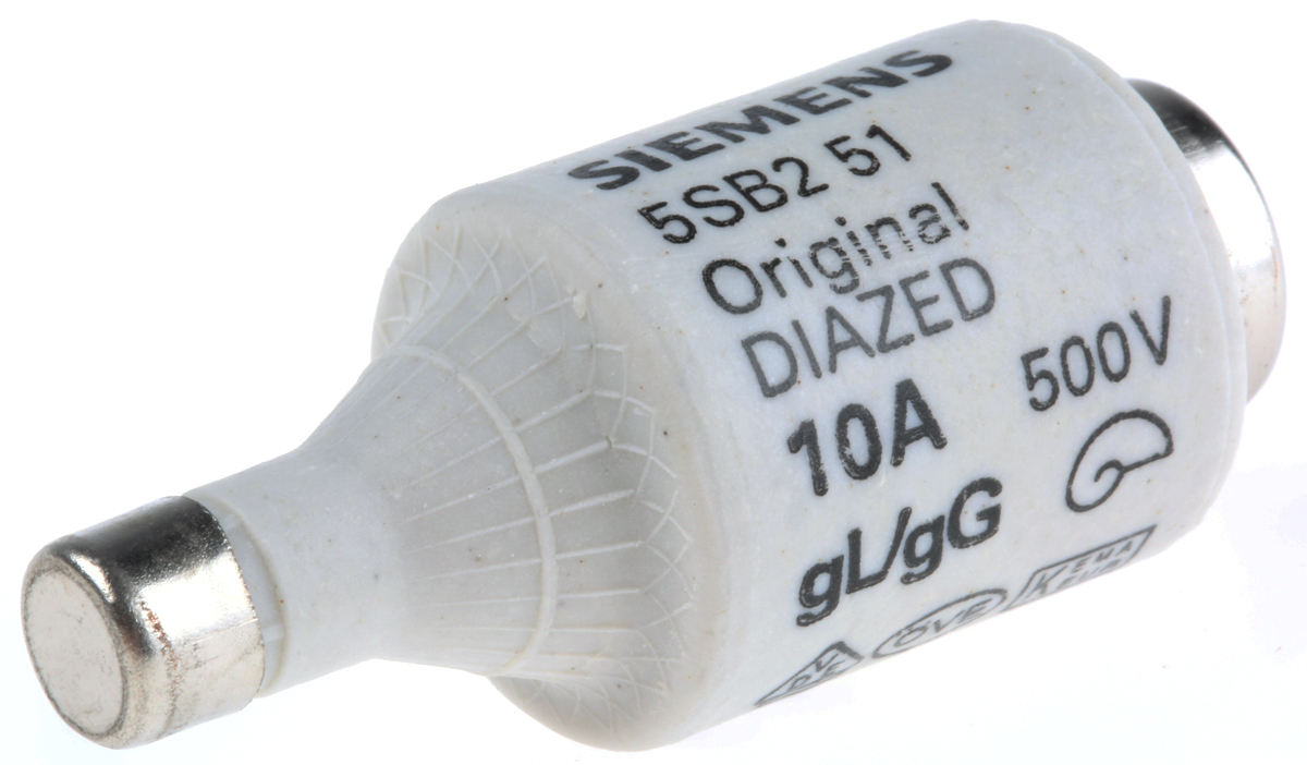 5sb251 Siemens 10A D02 Diazed Fuse, E27 Thread Size, 500V ac