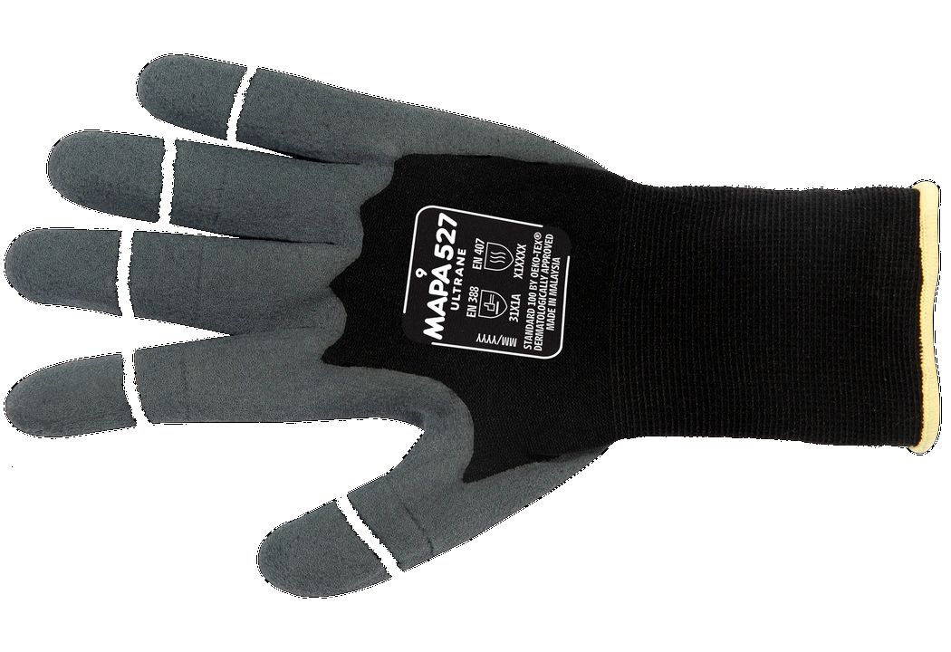 Mapa ULTRANE 527 Black Nitrile Glove, Size 10, Nitrile Foam Coating