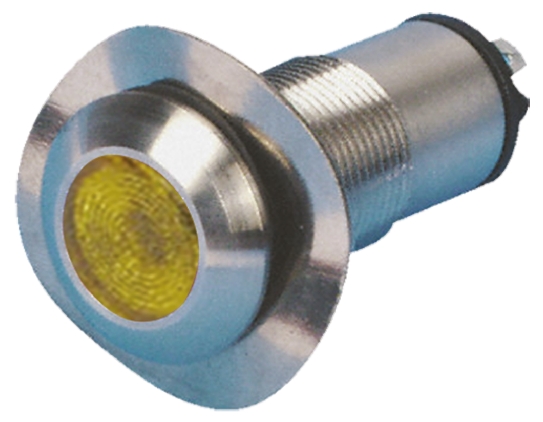 Marl 528 Series Panel Mount LED Indicator, Yellow Panel Mount Indicator, Solder Tab Termination 230V ac 20 mA, IP67, 13
