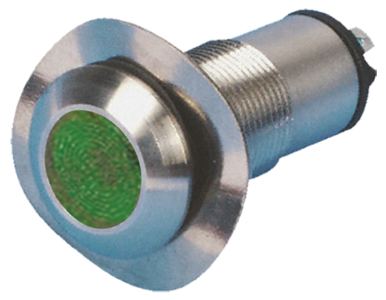 Marl 528 Series Panel Mount LED Indicator, Green Panel Mount Indicator, Solder Tab Termination 28V dc 20 mA, IP67, 13 mm