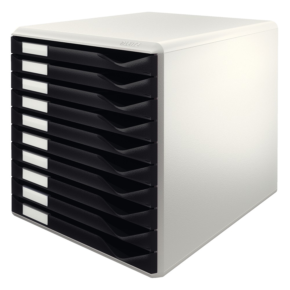 Leitz, 10 Drawer Plastic Floor Standing Drawer Storage Unit Cabinet 290 mm 285mm, 355 mm