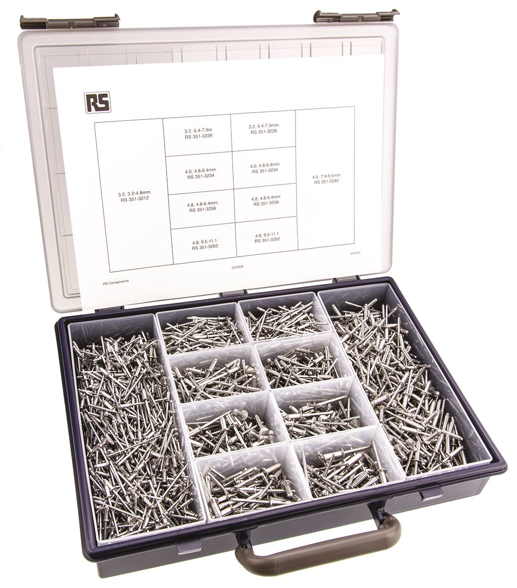 529-176 Mapa Plain Steel Aluminium Pop Rivet Kit Rivet Set, 1600 pieces