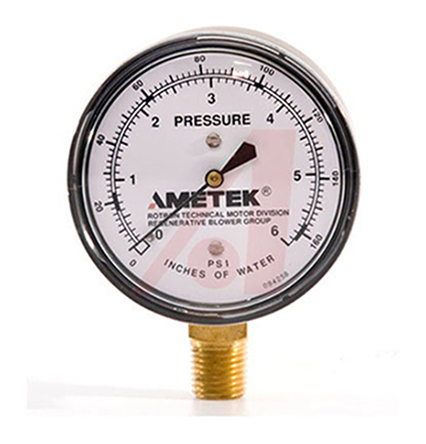 Ametek 1/2 in to 1/4 in NPT NPT Pressure Gauge, 3 in, 150 mbar