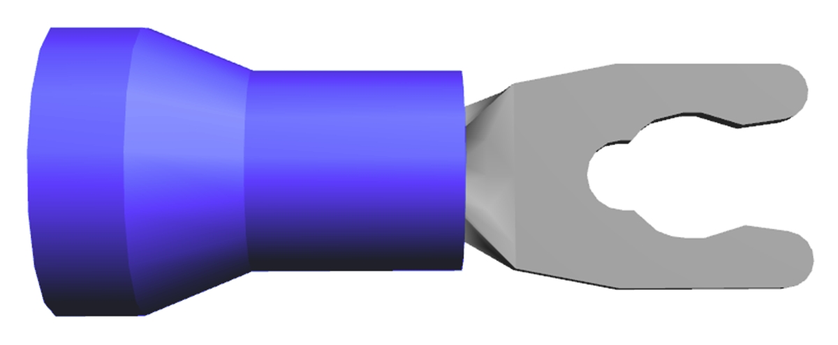 TE Connectivity Insulated Crimp Spade Connector, 16 AWG to 14 AWG, M3.5 (6) Stud Size Vinyl, Blue