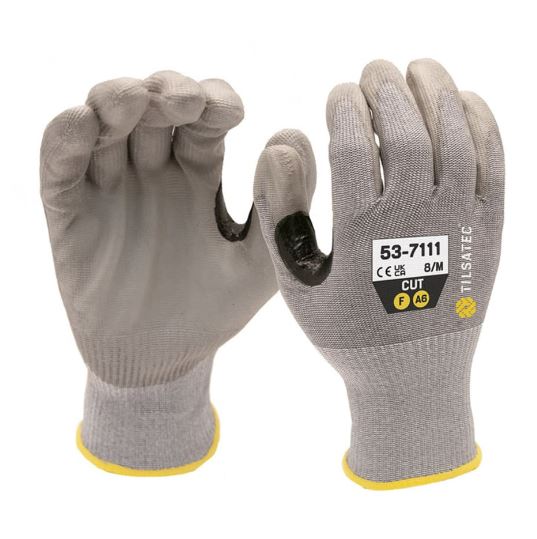 Tilsatec Grey HPPE, Polyamide, Polyethylene Terephthalate, Spandex, Steel Glove, Size 11, Polyurethane Coating