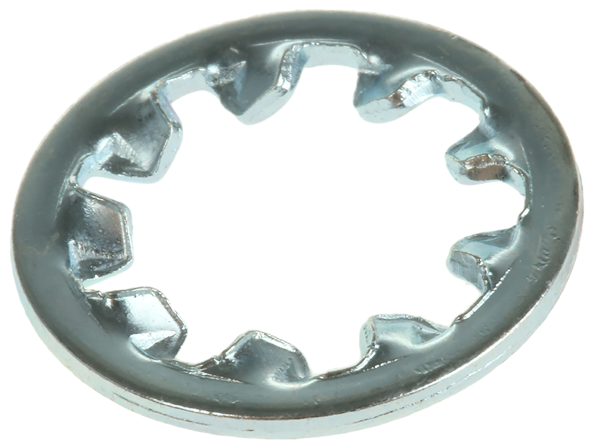RS PRO Steel Bright Zinc Internal Tooth Shakeproof Washer, M8, DIN 6797J