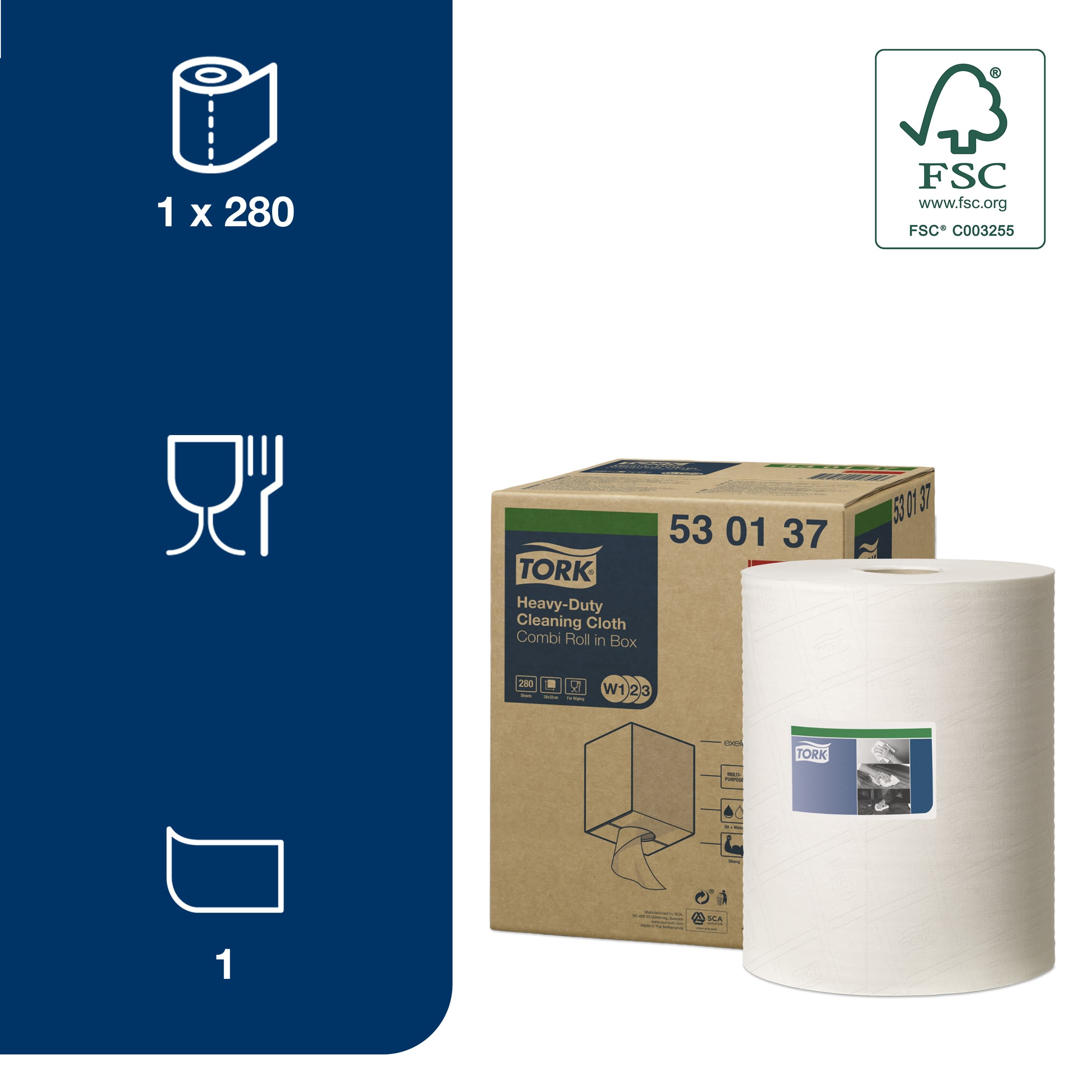 530137 Tork Tork Dry Industrial, Roll of, 106.4 m x 320 mm 280 Per Pack