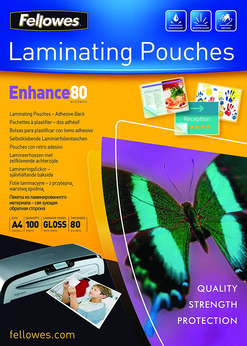 Fellowes A4 Laminator Pouch 80 μm Thickness, 100 Per Pack Pack Quantity