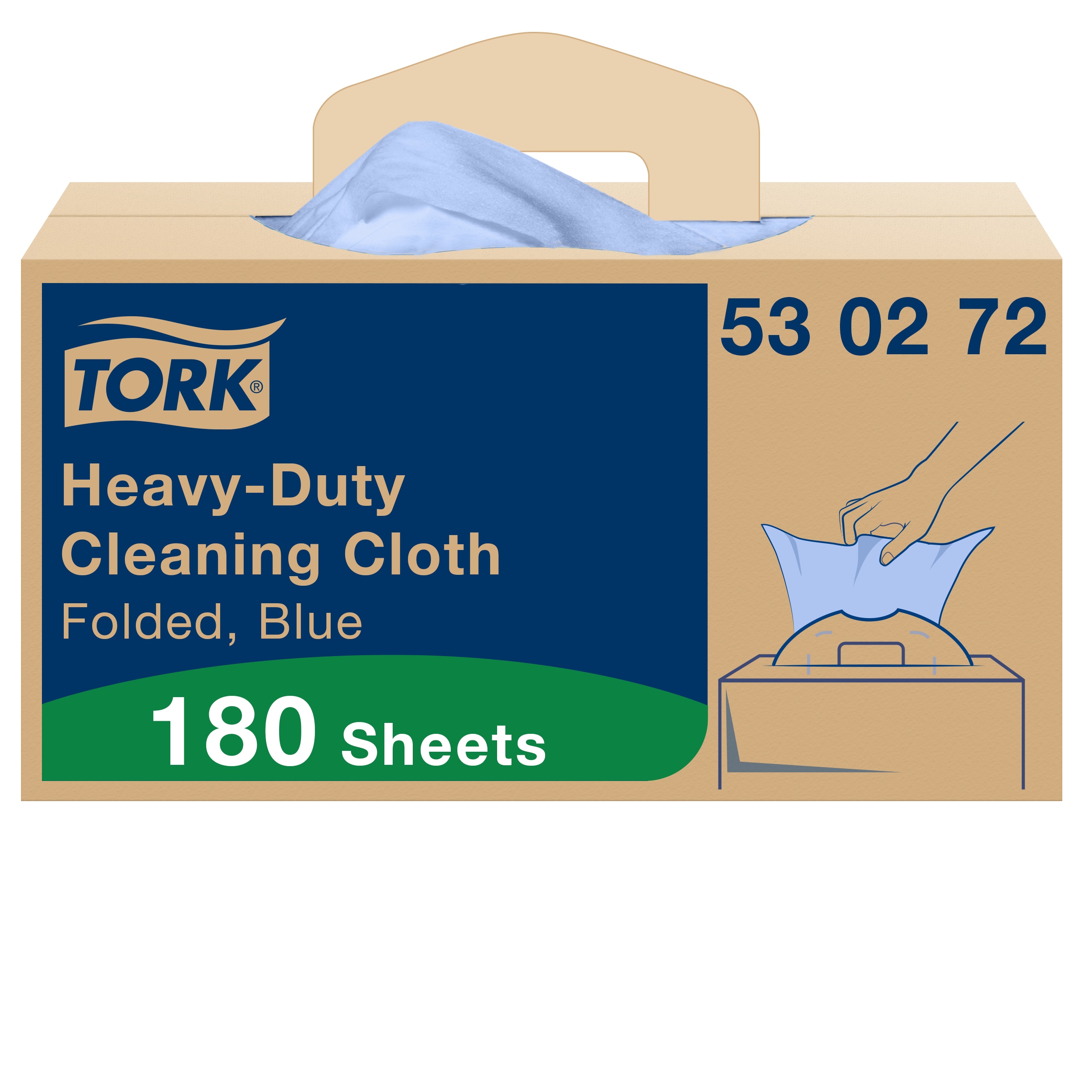 Tork Blue Non-Woven Fabric Cloths for Heavy Duty Cleaning, Dry Use, Box of 180 Per Pack, 41.5 x 35.5, Repeat Use