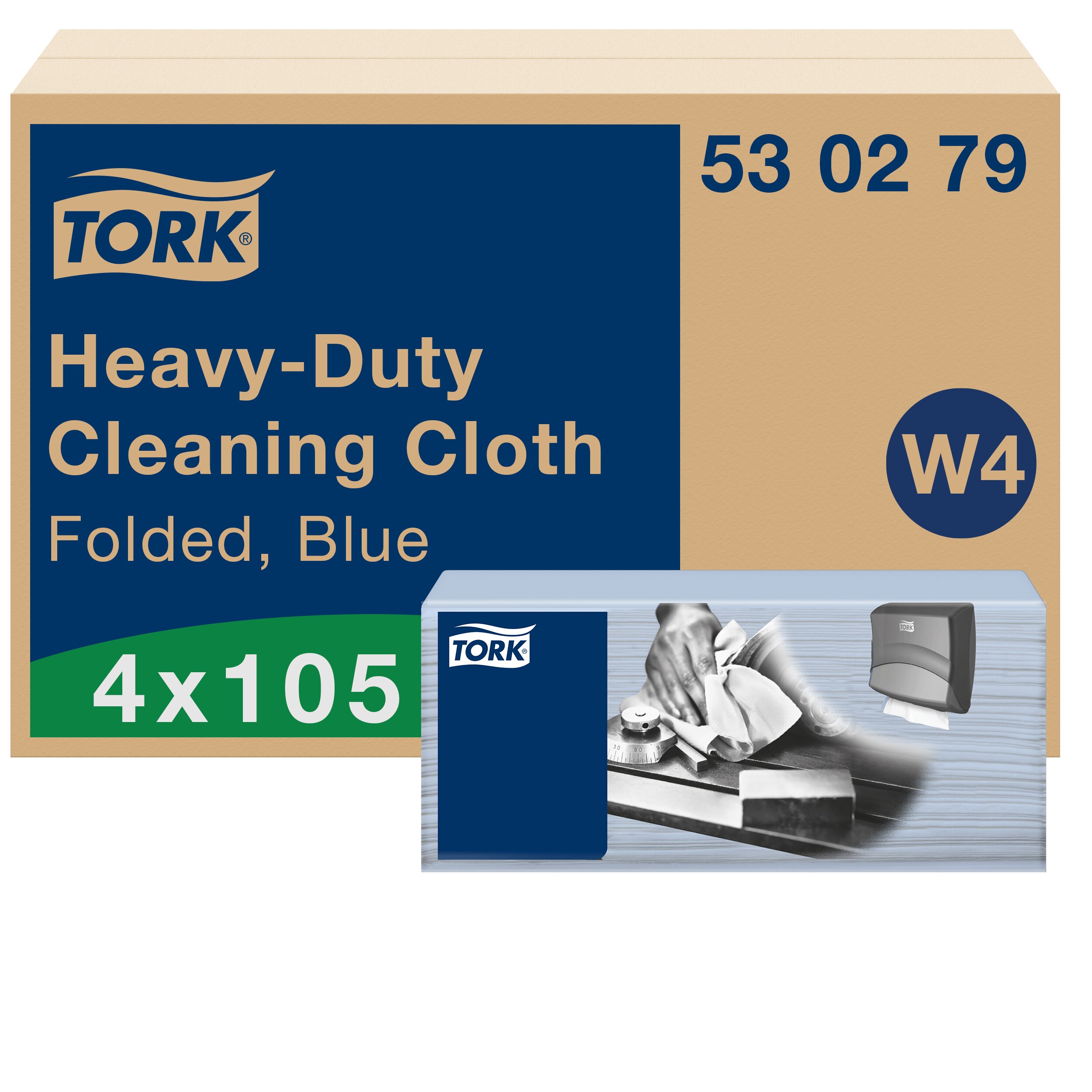 Tork Blue Non-Woven Fabric Cloths for Heavy Duty Cleaning, Dry Use, Box of 105 Per Pack, 41.5 x 35.5 cm, Repeat Use