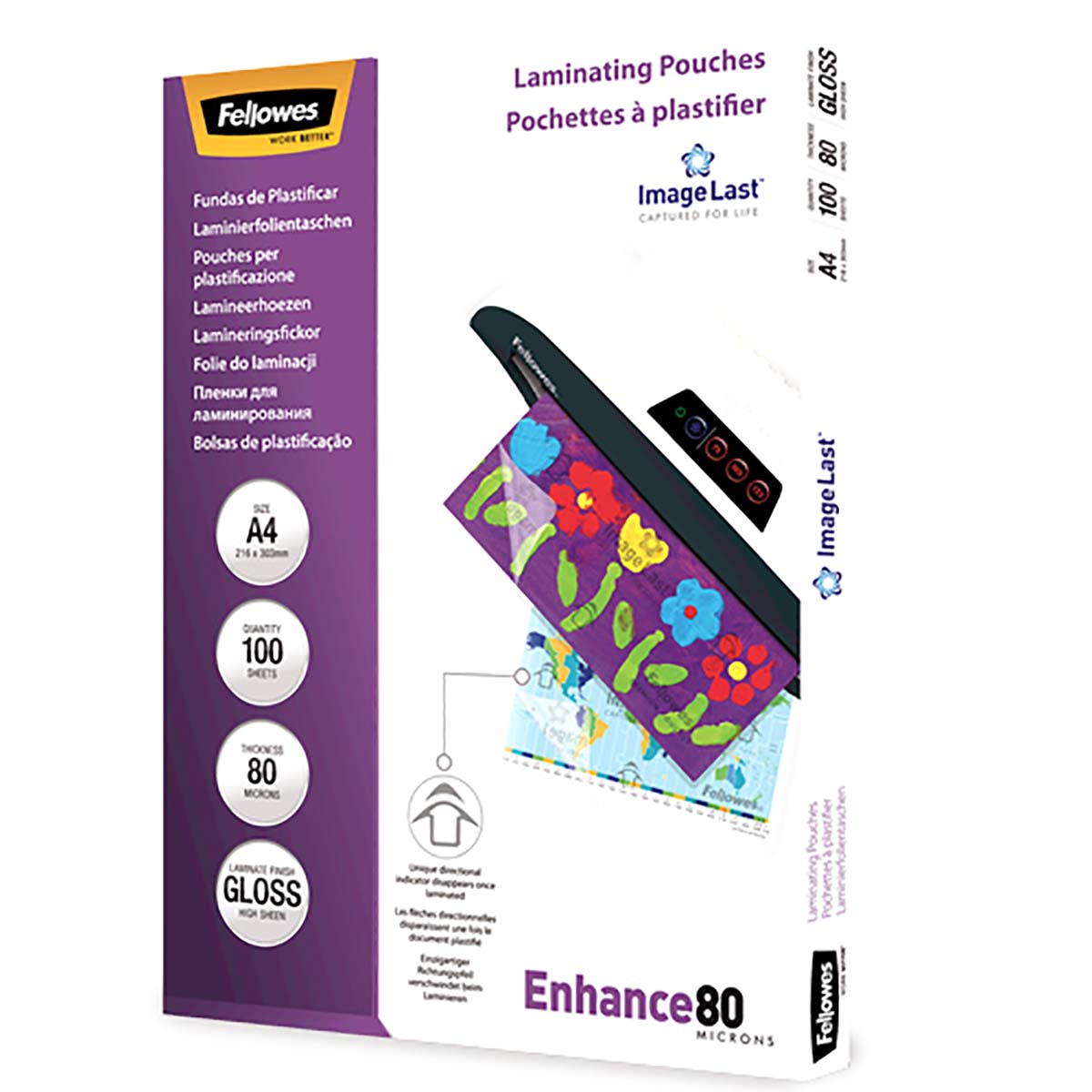 Fellowes A3 Gloss Laminator Pouch 80 μm Thickness, 100 Per Pack Pack Quantity