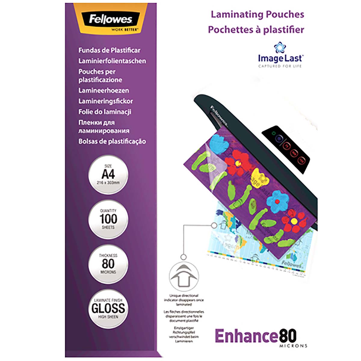 5306207 Fellowes A3 Gloss Laminator Pouch 80 μm Thickness, 100 Per Pack Pack Quantity