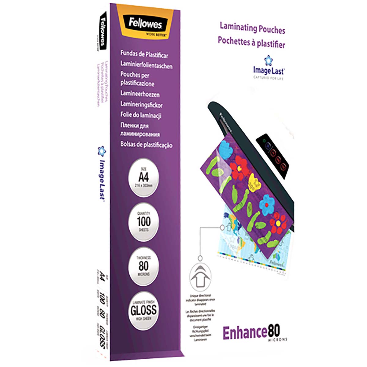 5306207 Fellowes A3 Gloss Laminator Pouch 80 μm Thickness, 100 Per Pack Pack Quantity