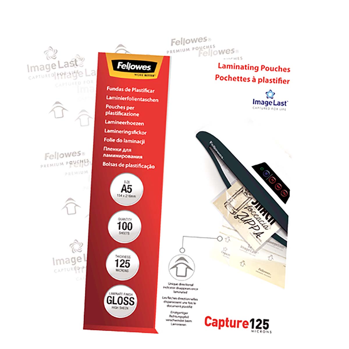 5307302 Fellowes A5 Gloss Laminator Pouch 125 μm Thickness, 100 Per Pack Pack Quantity