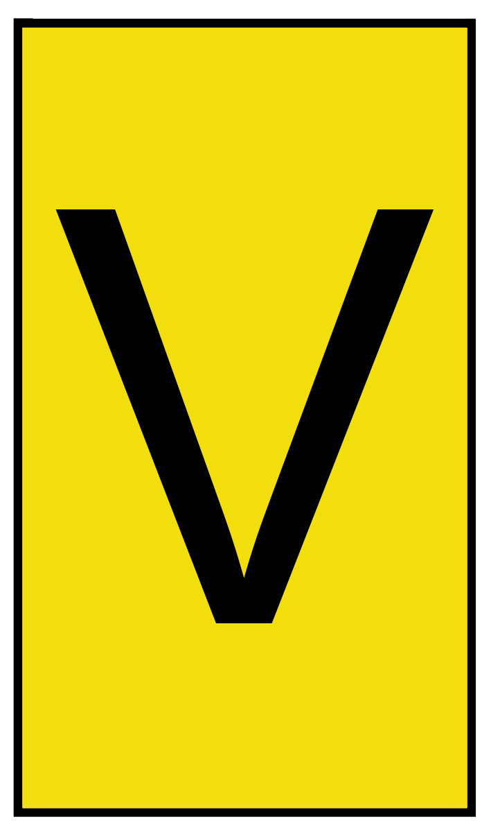 HellermannTyton Ovalgrip Slide-On Cable Marker, Black, Pre-printed "V", 6 mm Cable Yellow, 2.5 mm Cable, 531-00423