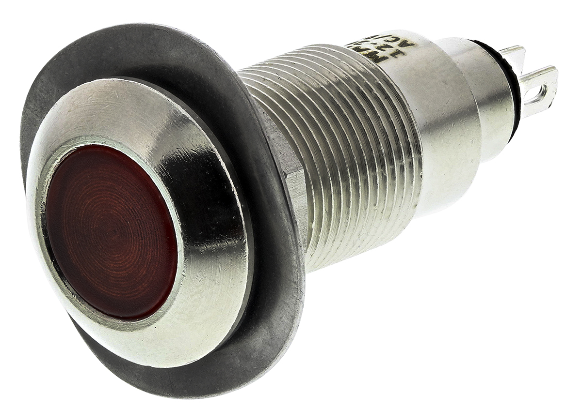 Marl 531 Series Panel Mount LED Indicator, Red Panel Mount Indicator, Solder Tab Termination 28V dc 16 mA, IP67, 12.7 mm