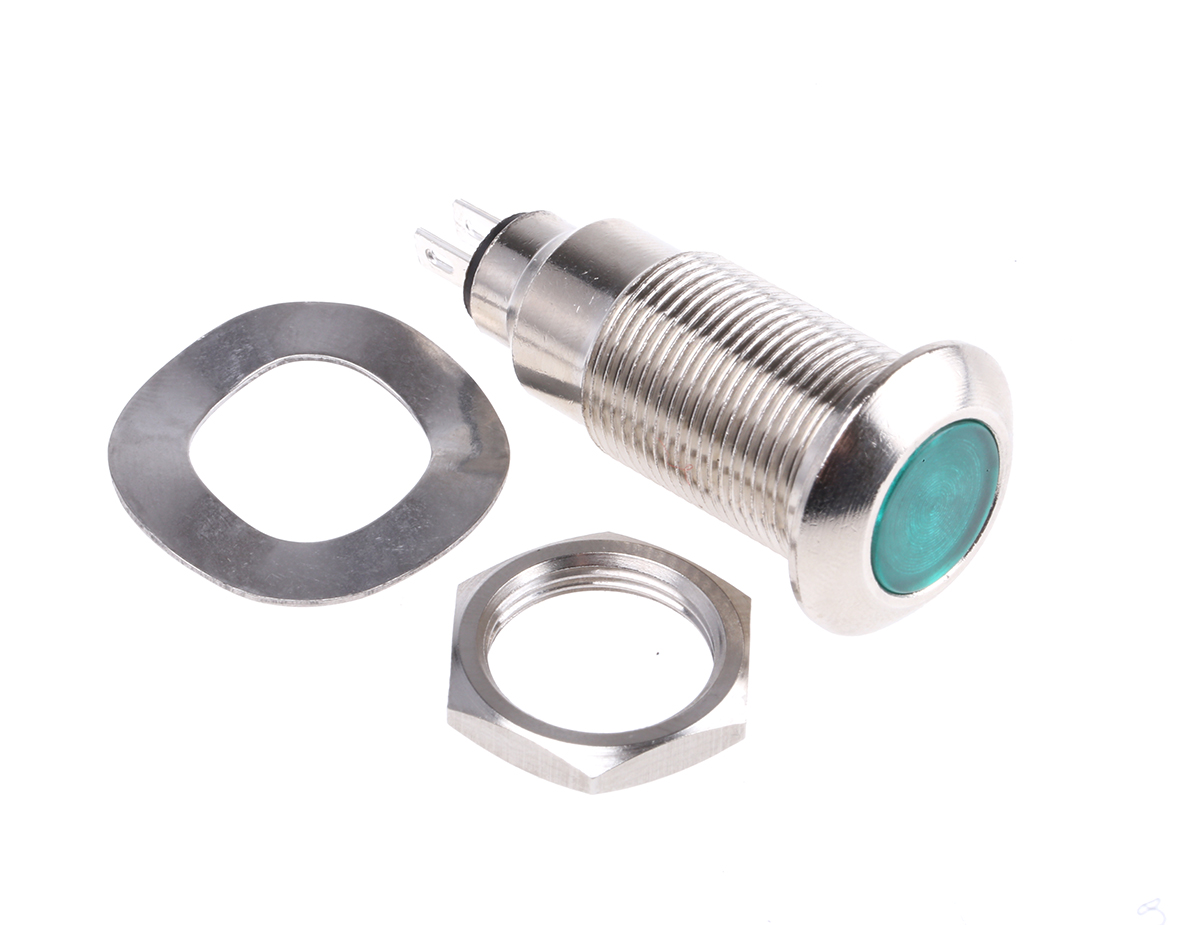 531-532-63 Marl 531 Series Panel Mount LED Indicator, Green Panel Mount Indicator, Solder Tab Termination 28V dc 16 mA, IP67, 12.7
