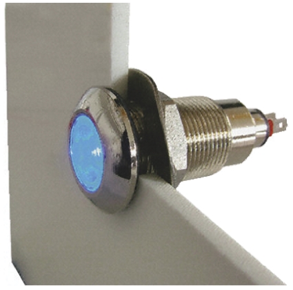 Marl 531 Series Panel Mount LED Indicator, Blue Panel Mount Indicator, Solder Tab Termination 28V dc 16 mA, IP67, 12.7