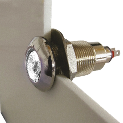 Marl White Panel Mount Indicator, 12V, 28 V, Solder Tab Termination, IP67