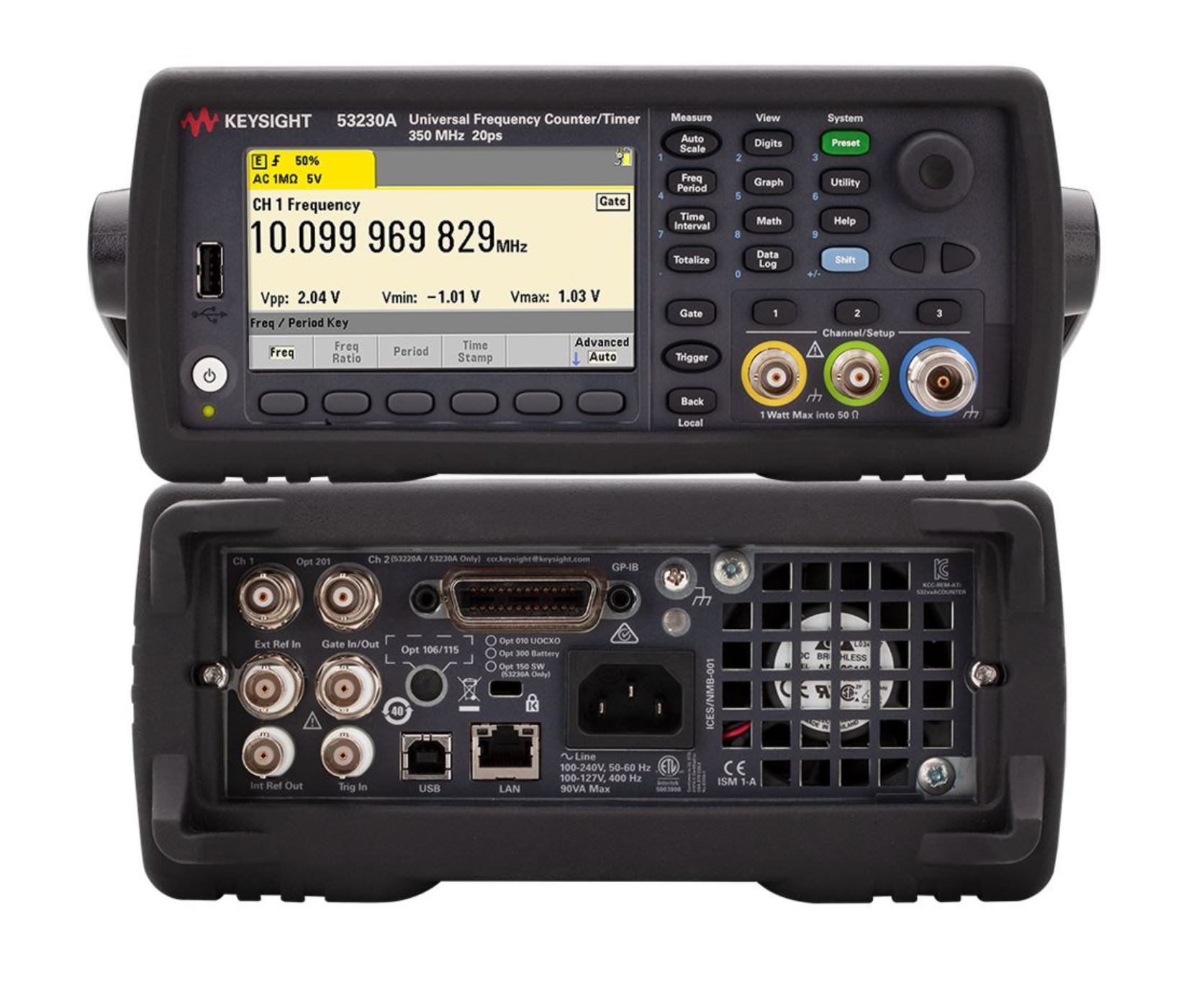 53230a-53230a-010 Keysight Technologies 53230A Frequency Counter, 0 Hz Min, 350 MHz Max, 12 digits/s Resolution