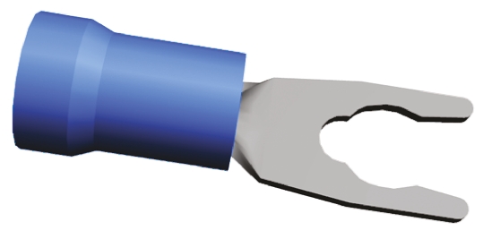 TE Connectivity, PLASTI-GRIP Insulated Crimp Spade Connector, 16 AWG to 14 AWG, M4 Stud Size Vinyl, Blue