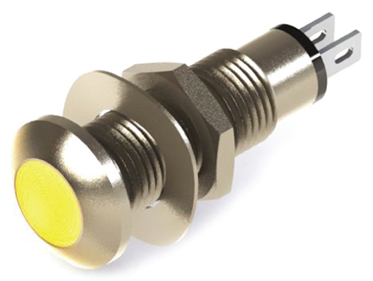 Marl, Yellow Panel Mount Indicator, Solder Tab Termination 110V ac, IP67, 8.1 mm