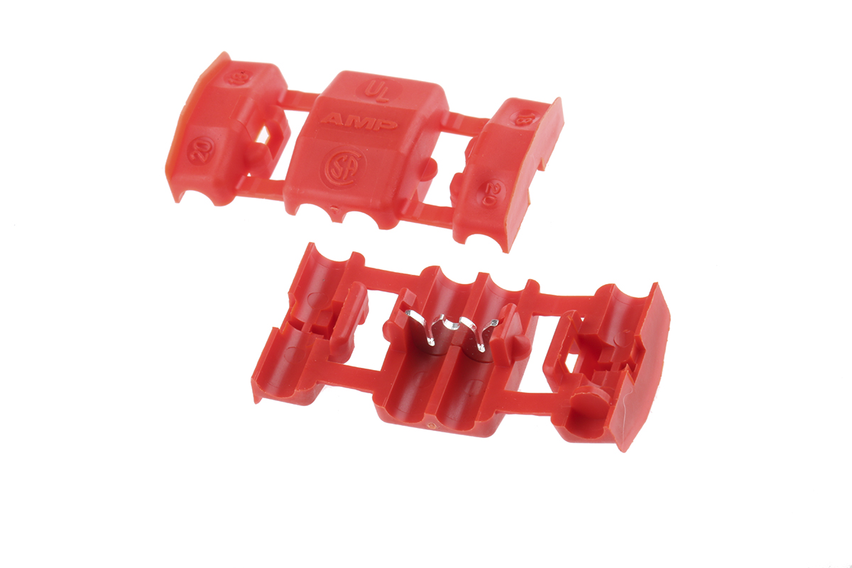 TE Connectivity Tap Splice Connector, Red, Insulated, Tin 20 → 18 AWG