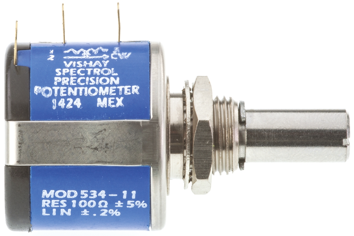 534b1101jl Vishay 534 100 Ω Rotary Potentiometer 10-Turns 1-Gang Panel Mount, 534B1101JL