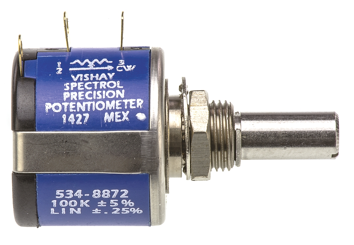 534b1104jc8872 Vishay 534 100 kΩ Rotary Potentiometer 10-Turns 1-Gang Panel Mount, 534B1104JC8872
