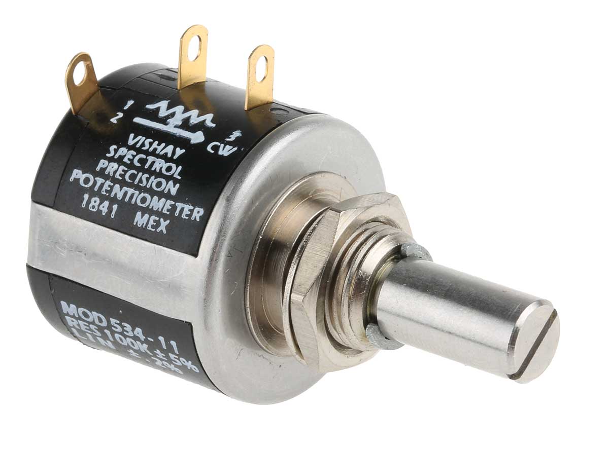 Vishay 534 100 kΩ Rotary Potentiometer 10-Turns 1-Gang Panel Mount, 534B1104JL