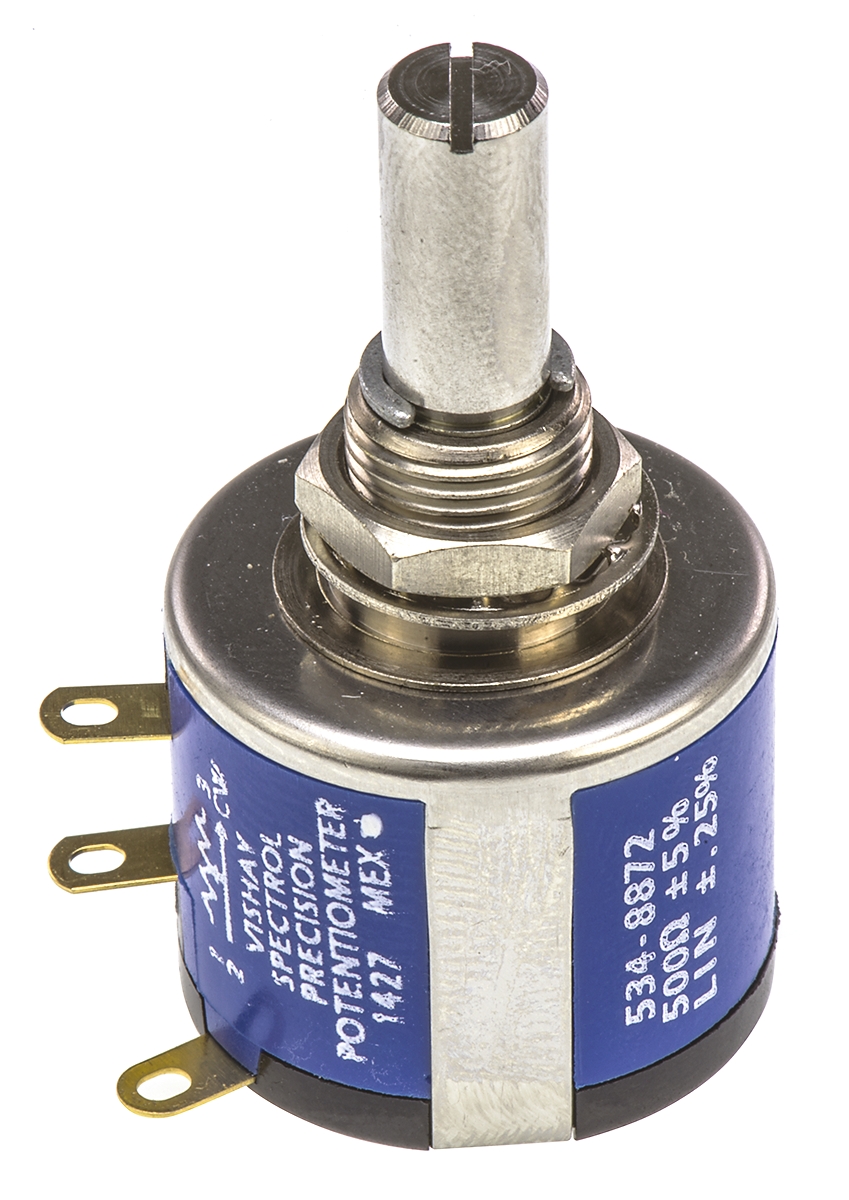 534b1501jc8872 Vishay 534 500 Ω Rotary Potentiometer 10-Turns 1-Gang Panel Mount, 534B1501JC8872