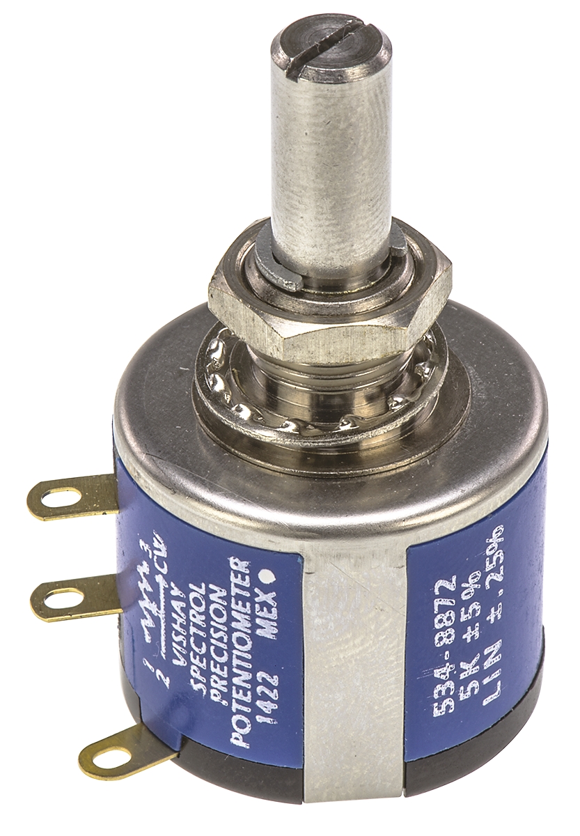 534b1502jc8872 Vishay 534 5 kΩ Rotary Potentiometer 10-Turns 1-Gang Panel Mount, 534B1502JC8872