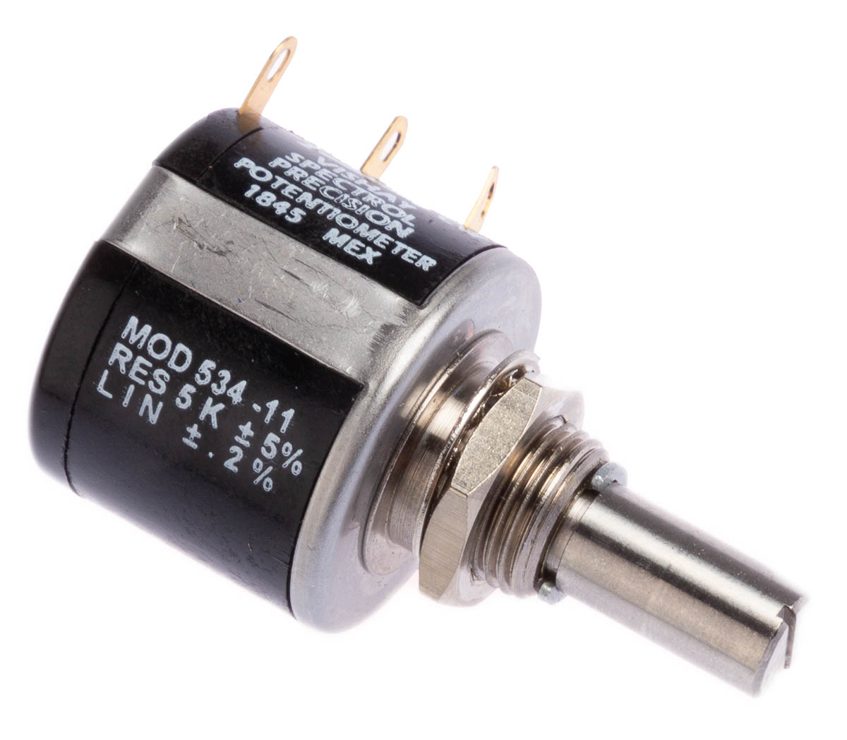 Vishay 534 5 kΩ Rotary Potentiometer 10-Turns 1-Gang Panel Mount, 534B1502JL